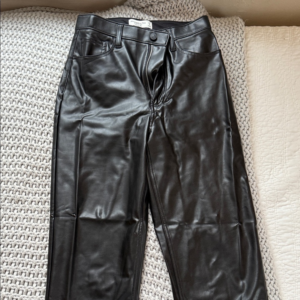 Abercrombie & Fitch Shiny Black Leather Pants
